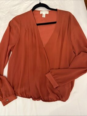 Forever 21 Burnt Orange Surplice Blouse